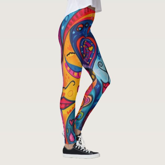 70s 60s Psychedelische Hippie Retro Hip Leggings (Rechts)