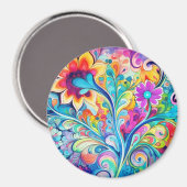 70s 60s Psychedelische Hippie Retro Hip Magneet (Voorkant / Achterkant)