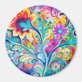 70s 60s Psychedelische Hippie Retro Hip Magneet (Voorkant)