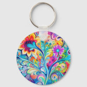70s 60s Psychedelische Hippie Retro Hip Sleutelhanger (Achterkant)