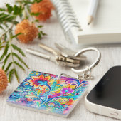 70s 60s Psychedelische Hippie Retro Hip Sleutelhanger (Voorkant Rechts)