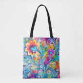 70s 60s Psychedelische Hippie Retro Hip Tote Bag (Voorkant)