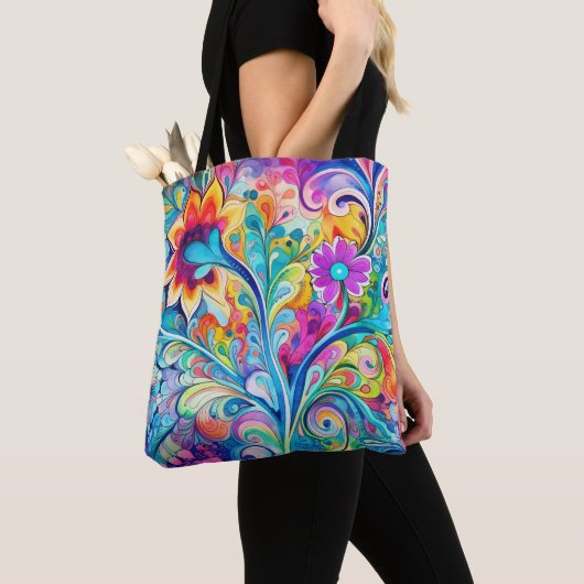 70s 60s Psychedelische Hippie Retro Hip Tote Bag (Dichtbij)