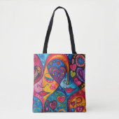 70s 60s Psychedelische Hippie Retro Hip Tote Bag (Voorkant)
