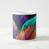 70s 60s Psychedelische Veren Grote Koffiekop (Voorkant)