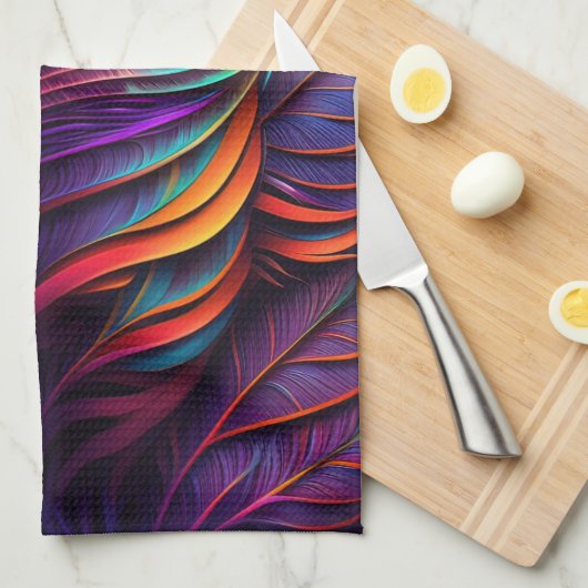 70s 60s Psychedelische Veren  Theedoek (Quarter Fold)