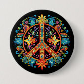 70s 60s Vredesteken Kleurrijk Ronde Button 7,6 Cm (Voorkant)