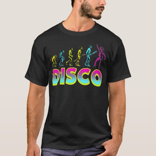 70s 80s 90s Disco Evolution Shirt Party Outfit (Voorkant)