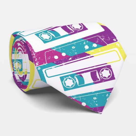 70s 80s Cassettebandje Patroon Retro Stropdas (Opgerold)