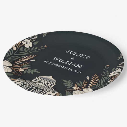 70s 80s Fast Bold Boho Courthouse Bruiloft Papieren Bordje (Gekanteld)