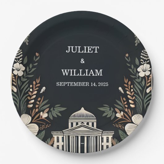 70s 80s Fast Bold Boho Courthouse Bruiloft Papieren Bordje (Voorkant)