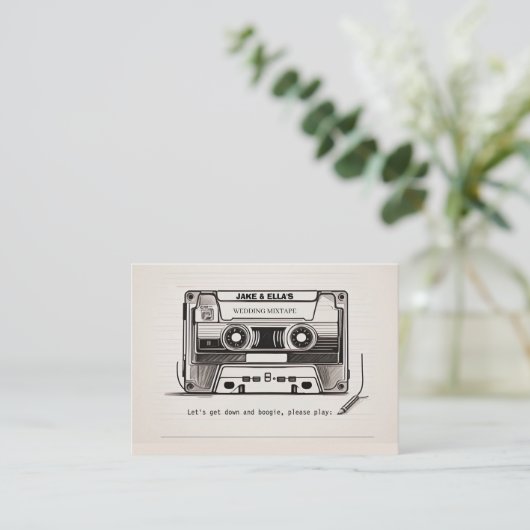 70s 80s Retro Huwelijkslied Verzoekkaartje Informatiekaartje (Staand voorkant)