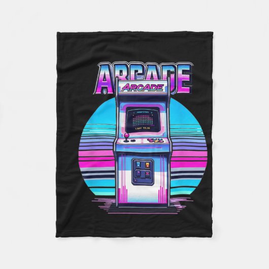70s 90s  Retro Arcade Video Game Old Sc Fleece Deken (Voorkant)