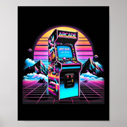 70s 90s Retro Arcade Video Game Old Sc Poster (Voorkant)
