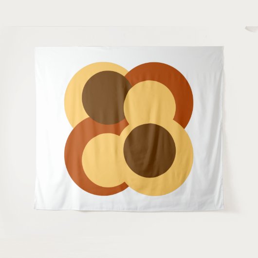 70s Abstract Geometric Circular Shapes Wandkleed (Voorkant (horizontaal))