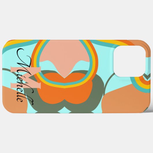 70s abstracte aangepaste monogram en naam van het Case-Mate iPhone case (Achterkant (horizontaal))