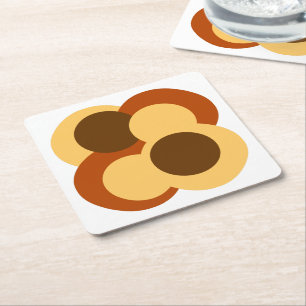 70s Abstracte Geometrische Cirkelvormen Kartonnen Onderzetters