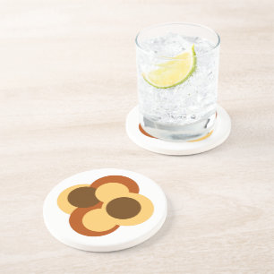 70s Abstracte Geometrische Cirkelvormen Zandsteen Onderzetter