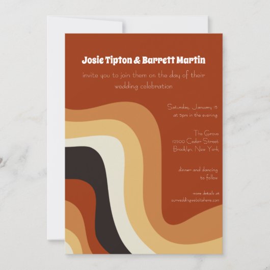  70s Abstracte Golven verbranden Oranje huwelijk Kaart (Voorkant)