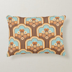 70s behang naadloos design,  bloemen  accent kussen