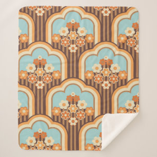 70s behang naadloos design,  bloemen  sherpa deken
