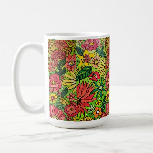 70's bloemen koffiemok (Links)