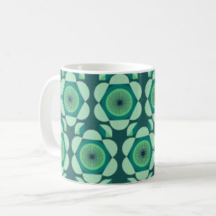 70s bloemenvibe - groen en blauw koffiemok