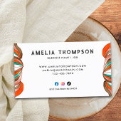 70s Boho Groovy Retro Sinaasappel Abstracte golven Visitekaartje
