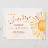 70s Boho Sun 'Little Ray of Sunshine' Baby shower Kaart (Voorkant)