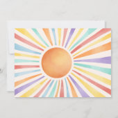 70s Boho Sun 'Little Ray of Sunshine' Baby shower Kaart (Achterkant)