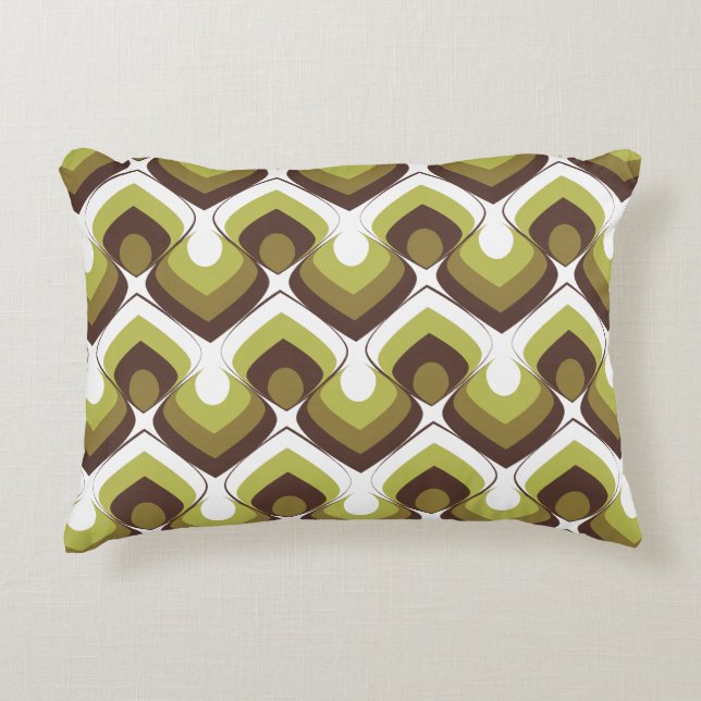 70s Bold Modern Retro Ogee Motif in Greens Accent Kussen (Voorkant)