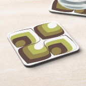 70s Bold Modern Retro Ogee Motif in Greens Bier Onderzetter (Linkerzijde)