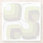 70s Bold Modern Retro Ogee Motif in Greens Glazen Onderzetter (Achterkant)