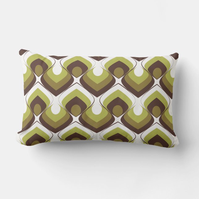 70s Bold Modern Retro Ogee Motif in Greens Kussen (Voorkant)
