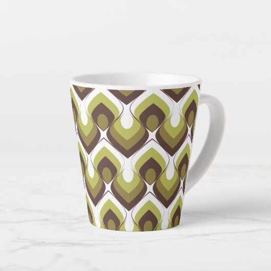 70s Bold Modern Retro Ogee Motif in Greens Latte Mok (Rechterhoek)