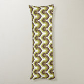 70s Bold Modern Retro Ogee Motif in Greens Lichaamskussen (Achterkant (Verticaal))