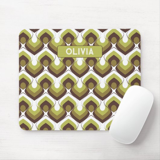 70s Bold Modern Retro Ogee Motif in Greens Muismat (Met muis)