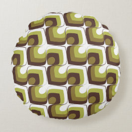 70s Bold Modern Retro Ogee Motif in Greens Rond Kussen
