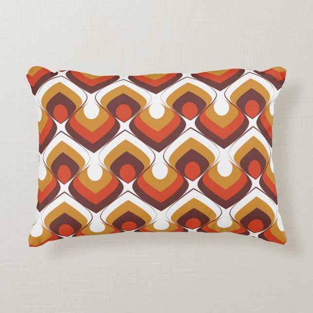 70s Bold Retro Modern Motif in Orange & Brown Accent Kussen (Voorkant)