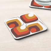 70s Bold Retro Modern Motif in Orange & Brown Bier Onderzetter (Linkerzijde)