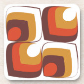 70s Bold Retro Modern Motif in Orange & Brown Bier Onderzetter (Voorkant)