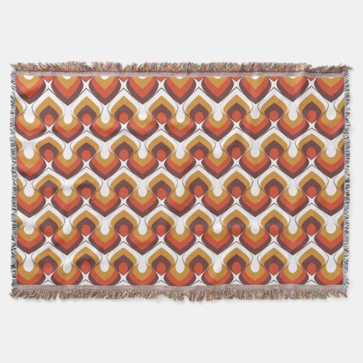 70s Bold Retro Modern Motif in Orange & Brown Deken (Voorkant)