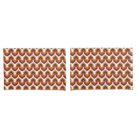 70s Bold Retro Modern Motif in Orange & Brown Kussensloop (Voorkant-Set)