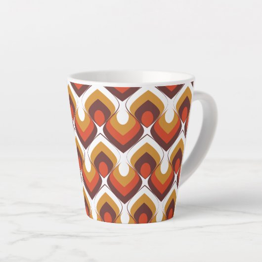 70s Bold Retro Modern Motif in Orange & Brown Latte Mok (Rechterhoek)