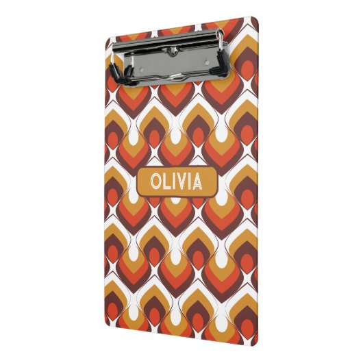 70s Bold Retro Modern Motif in Orange & Brown Mini Klembord (Angled2)