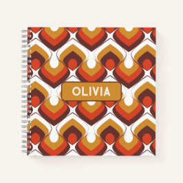 70s Bold Retro Modern Motif in Orange & Brown Notitieboek