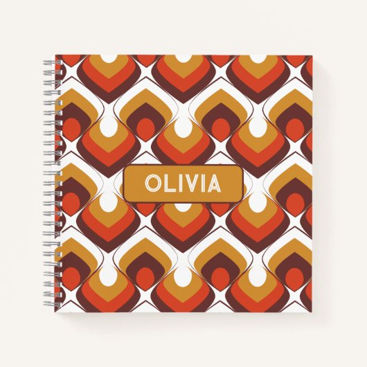 70s Bold Retro Modern Motif in Orange & Brown Notitieboek (Voorkant)
