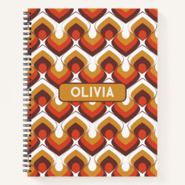 70s Bold Retro Modern Motif in Orange & Brown Notitieboek
