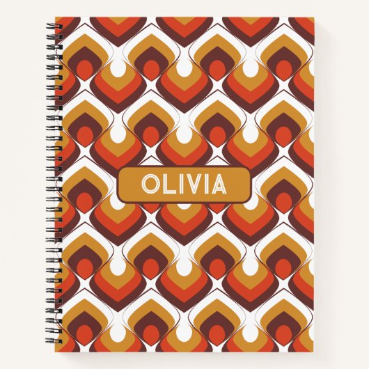 70s Bold Retro Modern Motif in Orange & Brown Notitieboek (Voorkant)