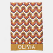 70s Bold Retro Modern Motif in Orange & Brown Theedoek (Verticaal)